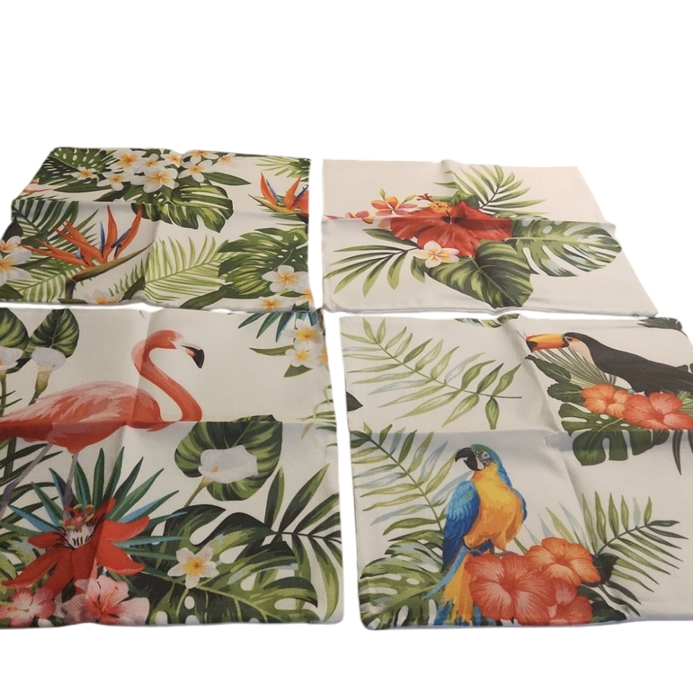 4 Pcs Decorative floral bird pillow cases 18x18 - Picture 2 of 10